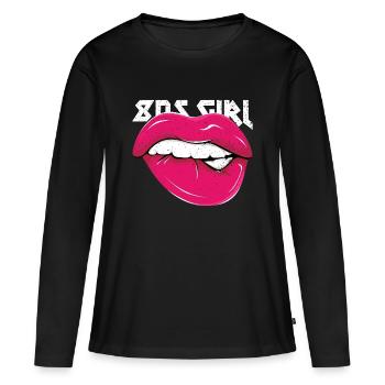 80s Girl Pink - Women's Premium Organic Long Sleeve Shirt - black - Front - Julia (174cm)