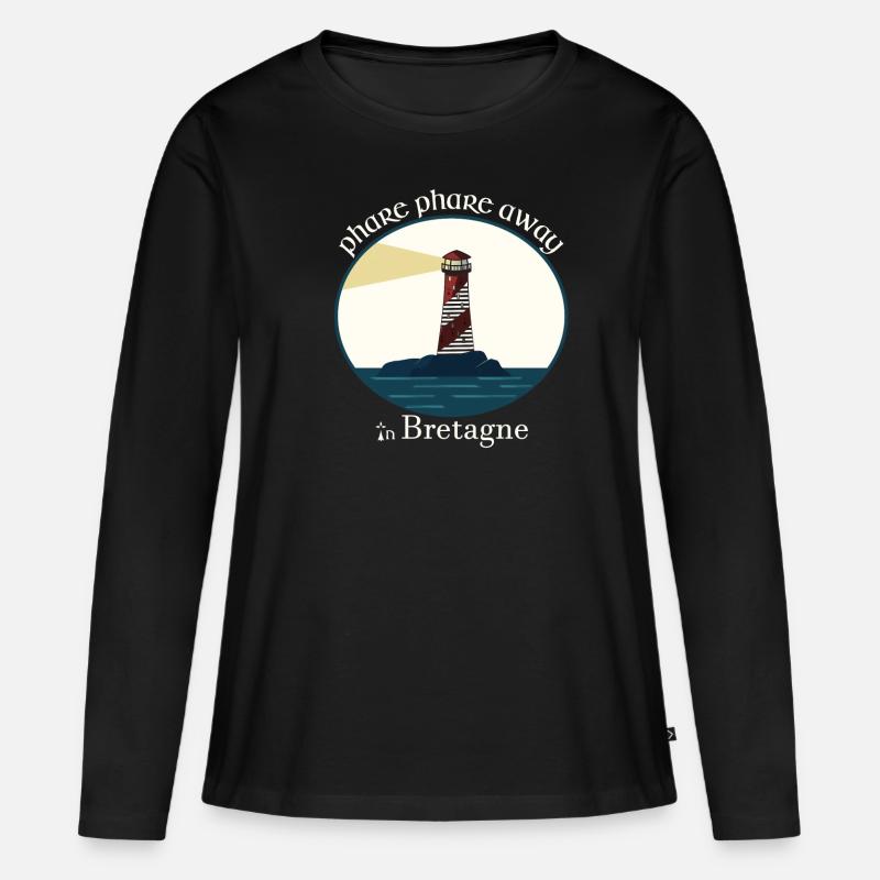 Leuchtturm Leuchtturm weg in der Bretagne - Frauen Premium Bio Langarmshirt - Schwarz