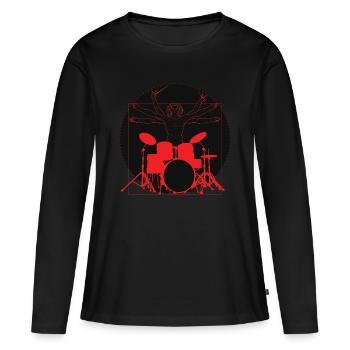 Da Vinci drummer - Women's Premium Organic Long Sleeve Shirt - black - Front - Julia (174cm)