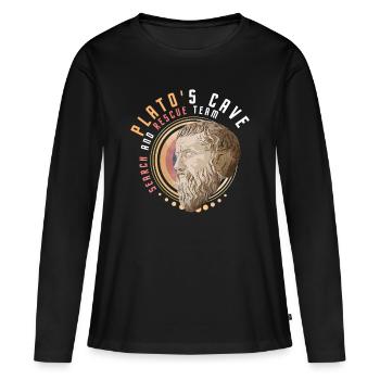 Pièce de la grotte de Platon - T-shirt manches longues Premium bio Femme - noir - Devant - Julia (174cm)