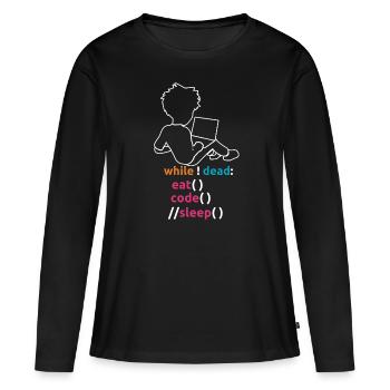 Codeurs Informatique - T-shirt manches longues Premium bio Femme - noir - Devant - Julia (174cm)