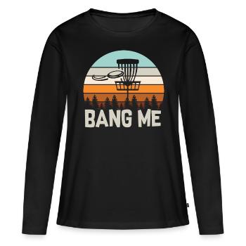 Disc golf Bang me - T-shirt manches longues Premium bio Femme - noir - Devant - Julia (174cm)