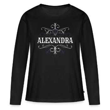 Alexandra Nom Prénom personnalisé - T-shirt manches longues Premium bio Femme - noir - Devant - Julia (174cm)