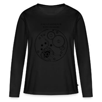 Toile Pour Horlogers - T-shirt manches longues Premium bio Femme - noir - Devant - Julia (174cm)