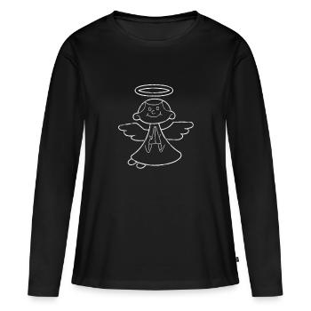 ange - T-shirt manches longues Premium bio Femme - noir - Devant - Julia (174cm)