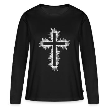 Jésus église religion croix - T-shirt manches longues Premium bio Femme - noir - Devant - Julia (174cm)