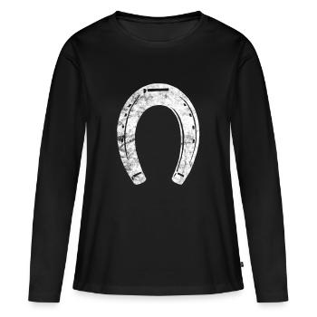 fer à cheval - T-shirt manches longues Premium bio Femme - noir - Devant - Julia (174cm)
