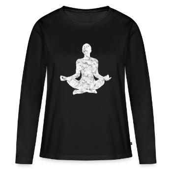 méditation - T-shirt manches longues Premium bio Femme - noir - Devant - Julia (174cm)