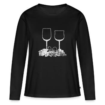 Buveur de vin de vigne - T-shirt manches longues Premium bio Femme - noir - Devant - Julia (174cm)