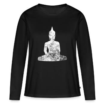 Bouddha - T-shirt manches longues Premium bio Femme - noir - Devant - Julia (174cm)