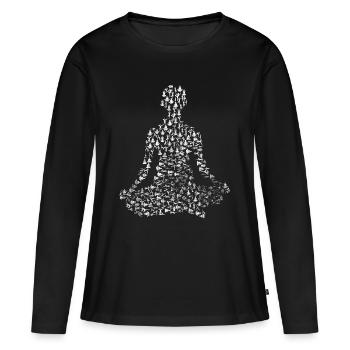 méditation - T-shirt manches longues Premium bio Femme - noir - Devant - Julia (174cm)