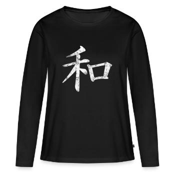 bouddhisme - T-shirt manches longues Premium bio Femme - noir - Devant - Julia (174cm)