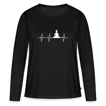 méditation - T-shirt manches longues Premium bio Femme - noir - Devant - Julia (174cm)