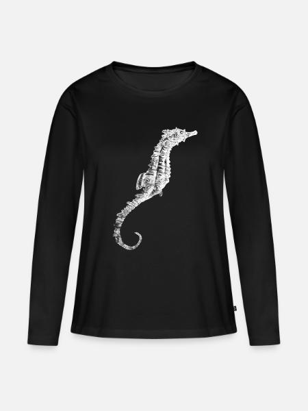 Seepferdchen - Frauen Premium Bio Langarmshirt - Schwarz