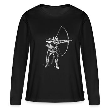 Archer - T-shirt manches longues Premium bio Femme - noir - Devant - Julia (174cm)