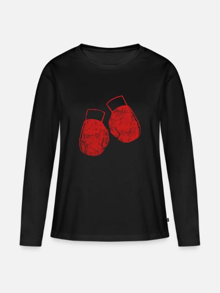 Boxhandschuhe - Frauen Premium Bio Langarmshirt - Schwarz