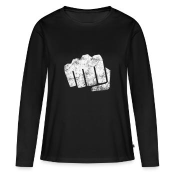 poing - T-shirt manches longues Premium bio Femme - noir - Devant - Julia (174cm)