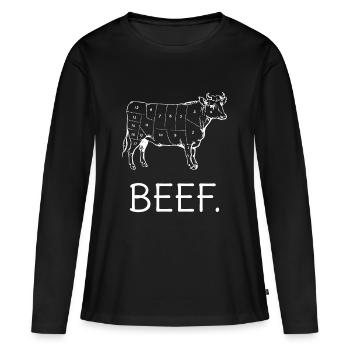 Fleisch - Frauen Premium Bio Langarmshirt - Schwarz - Vorne - Julia (174cm)
