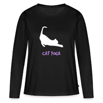 Chat amoureux de la gueule de bois animal de compagnie drôle - T-shirt manches longues Premium bio Femme - noir - Devant - Julia (174cm)