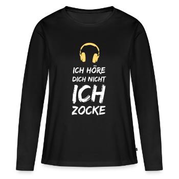 Zocken - Frauen Premium Bio Langarmshirt - Schwarz - Vorne - Julia (174cm)