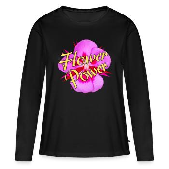 Flower Power Bloom - T-shirt manches longues Premium bio Femme - noir - Devant - Julia (174cm)