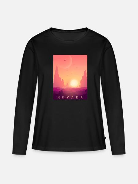 Nevada Desert - Frauen Premium Bio Langarmshirt - Schwarz