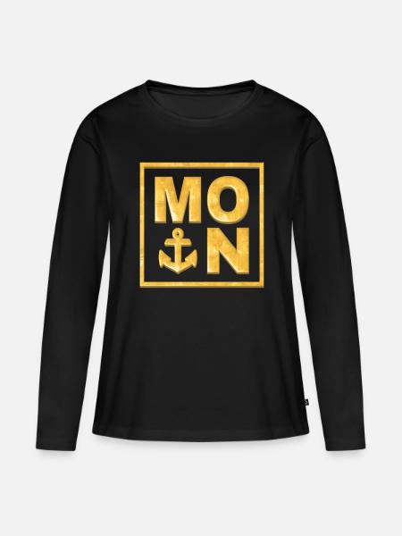 MOIN Anker Gold - Frauen Premium Bio Langarmshirt - Schwarz