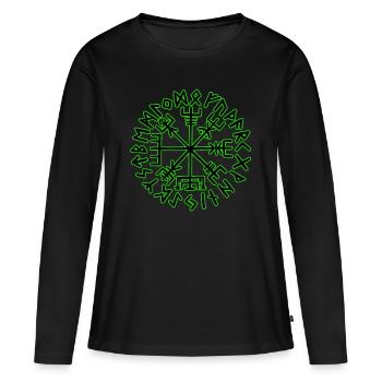 Wikinger Kompass Vegvisir - Frauen Premium Bio Langarmshirt - Schwarz - Vorne - Julia (174cm)