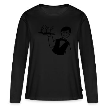 Kellner - Frauen Premium Bio Langarmshirt - Schwarz - Vorne - Julia (174cm)