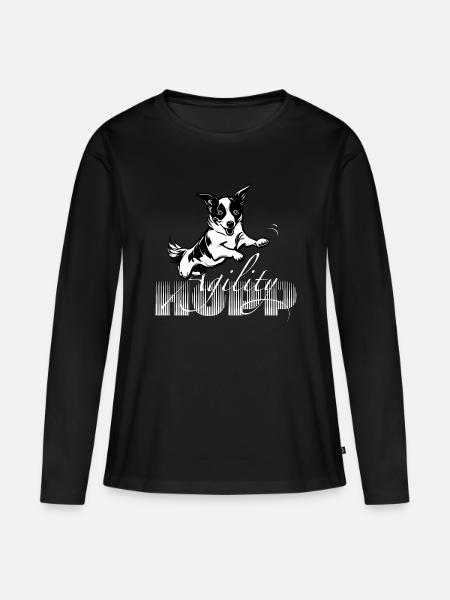 Hopp -Agility - Frauen Premium Bio Langarmshirt - Schwarz