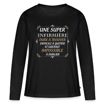 Ma Super Infirmière Préférée - T-shirt manches longues Premium bio Femme - noir - Devant - Julia (174cm)