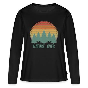 Nature proche de la nature Amoureux de la nature Amoureux de la nature - T-shirt manches longues Premium bio Femme - noir - Devant - Julia (174cm)