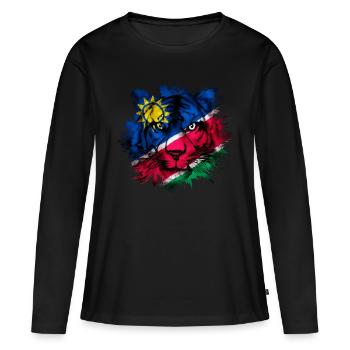 Namibia - Frauen Premium Bio Langarmshirt - Schwarz - Vorne - Julia (174cm)