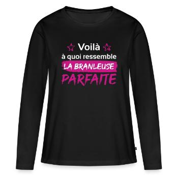 cadeau drôle parfaite branleuse connasse original - T-shirt manches longues Premium bio Femme - noir - Devant - Julia (174cm)