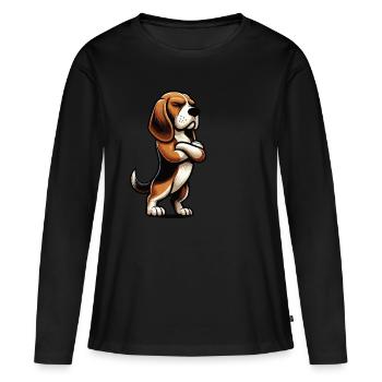 Beagle Beagle Propriétaire de Beagle Beagle Lover Beaglefan - T-shirt manches longues Premium bio Femme - noir - Devant - Julia (174cm)