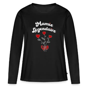 Mamie légendaire cadeau fête des grands-mères - T-shirt manches longues Premium bio Femme - noir - Devant - Julia (174cm)