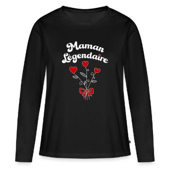 Maman légendaire cadeau fête des mères super maman - T-shirt manches longues Premium bio Femme - noir - Devant - Julia (174cm)