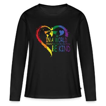 Dans un monde où vous pouvez être tout ce qui est gentil - T-shirt manches longues Premium bio Femme - noir - Devant - Julia (174cm)
