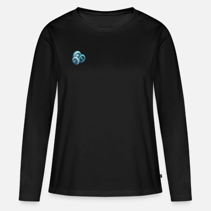 Zahnräder Polygon - Frauen Premium Bio Langarmshirt - Schwarz