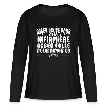 unique and original gift idea for a Nurse - Women's Premium Organic Long Sleeve Shirt - black - Front - Julia (174cm)