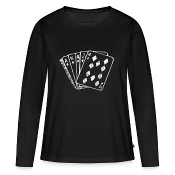 Pokern Poker Karten - Frauen Premium Bio Langarmshirt - Schwarz - Vorne - Julia (174cm)