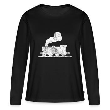 chemin de fer - T-shirt manches longues Premium bio Femme - noir - Devant - Julia (174cm)
