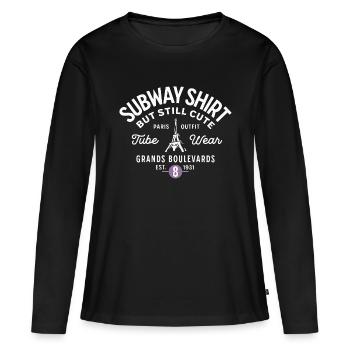 Paris subway shirt Grands Boulevards - T-shirt manches longues Premium bio Femme - noir - Devant - Julia (174cm)