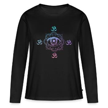 Cadeau du festival Psytrance GOA - T-shirt manches longues Premium bio Femme - noir - Devant - Julia (174cm)
