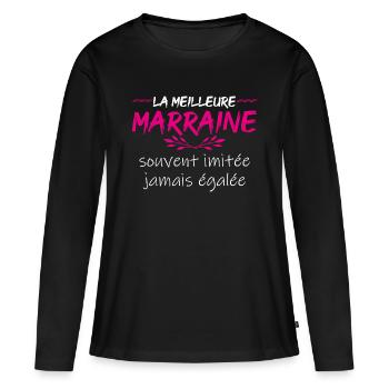 La meilleure marraine | cadeau pour marraine - T-shirt manches longues Premium bio Femme - noir - Devant - Julia (174cm)
