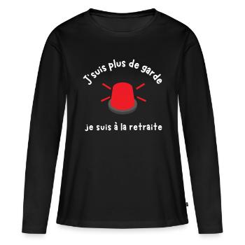 T-shirt j'suis plus de garde a la retraite cadeau - T-shirt manches longues Premium bio Femme - noir - Devant - Julia (174cm)