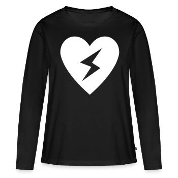 Éclair de coeur - T-shirt manches longues Premium bio Femme - noir - Devant - Julia (174cm)