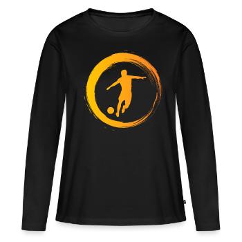 Sporty Hobby Leidenschaft Fussball - Frauen Premium Bio Langarmshirt - Schwarz - Vorne - Julia (174cm)