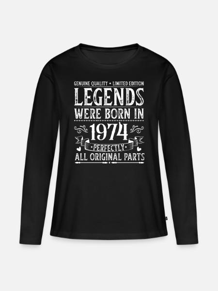 Legends 1974 Vintage Vintage syntymäpäivälahja - Premium luomulaatuinen naisten pitkähihainen paita - musta