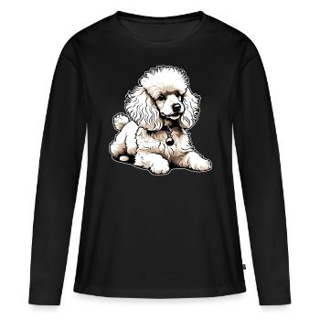 Caniche mignon - T-shirt manches longues Premium bio Femme - noir - Devant - Julia (174cm)